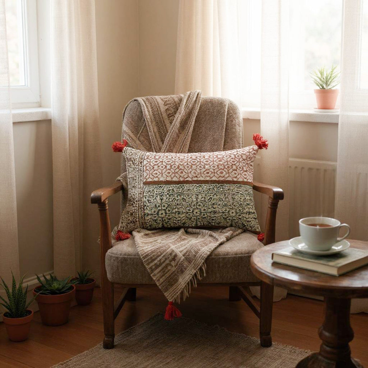 Hand Block Print Rectangular Throw Pillow