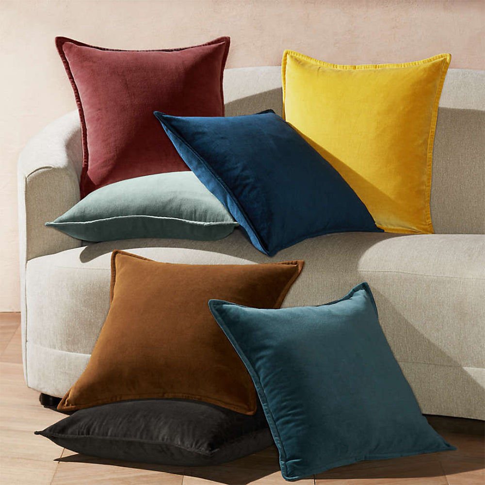 Throw Pillow Cover with 450g Insert, dark-grey, velvet, 20X20, Decorative Cushion – Fancy & Stacy