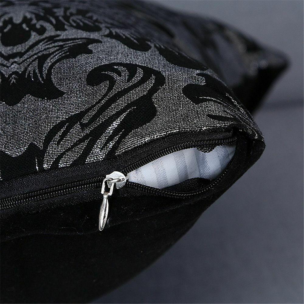 Decorative Luxury Vintage Square Throw Pillow Cover Decoration Vintage Floral Printed Black Silver Contrast Cushion Cover Black And Silver Floral Pillow Case For Car Sofa Decor Pillowcase Pillow Covers 45x45CM