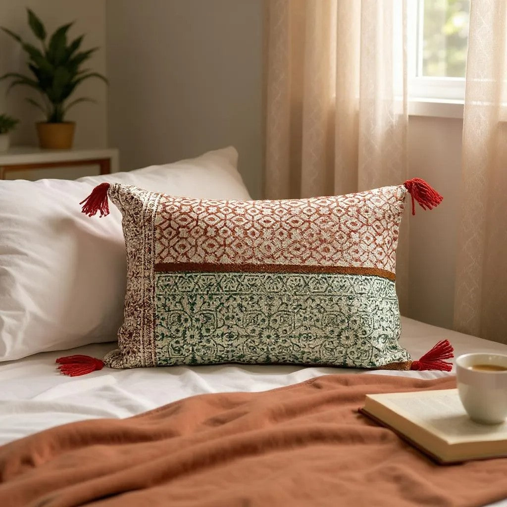 Hand Block Print Rectangular Throw Pillow